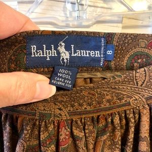 VINTAGE Ralph Lauren Women's Size 8 Patterned Gold & Red Boho A-Line Maxi Skirt